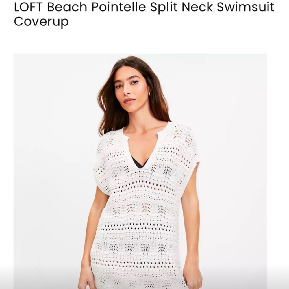 Loft Beach Pointelle Split Neck Swimsuit cover
